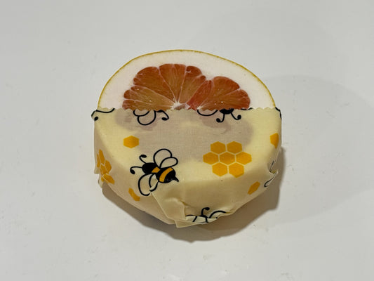 Sustain-a-Bee reusable Beeswax food wrap - "Golden BuzzyBee" (Pack of Three - Small, Medium & Large)