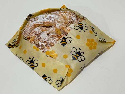 Sustain-a-Bee reusable Beeswax food wrap - "Golden BuzzyBee" (Pack of Three - Small, Medium & Large)